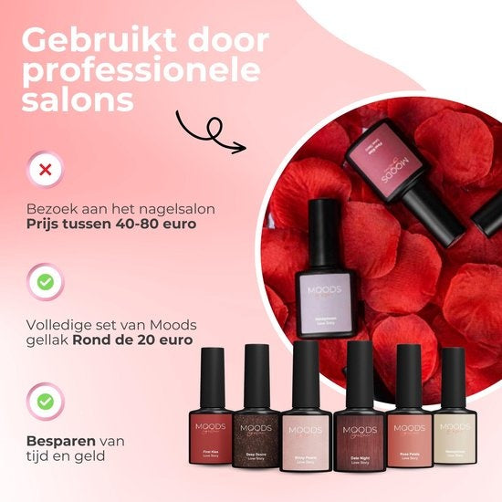 Vernis Semi Permanent Moods Gellac 6-Piece Set - Vernis à ongles en gel - 8ML - Love Story - Gellac - Nails - Gel Polish Starter Pack - Chic Colours