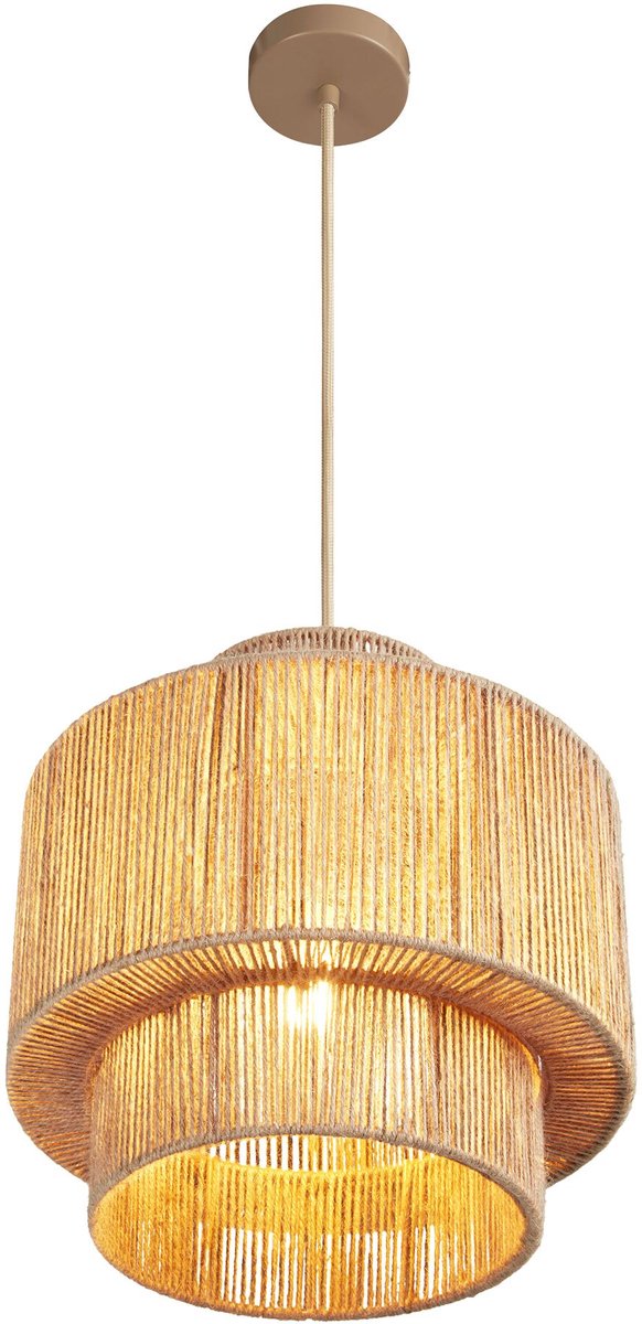 Tectake Lampe pendante Allegra - Plafonnier en jute Ø32 cm - Design Boho - Prise E27 - Max. 40W - Beige