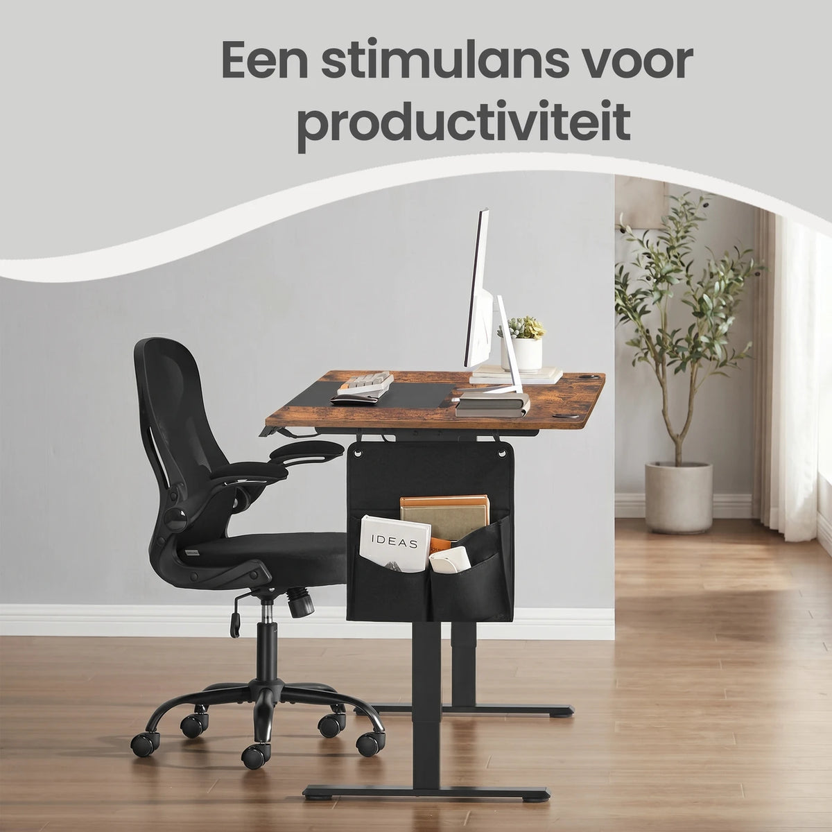 Chaise de bureau ergonomique en maille Joyfurnos 70 x 71 x 114-124 cm, noire