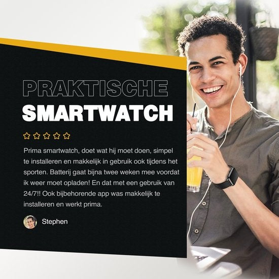 Zoluko Smartwatch pour hommes et femmes - Montre de sport avec tracker de fitness - Montre podomètre - Montre fitness - Smartwatch Android - Smartwatch iOS - Noir