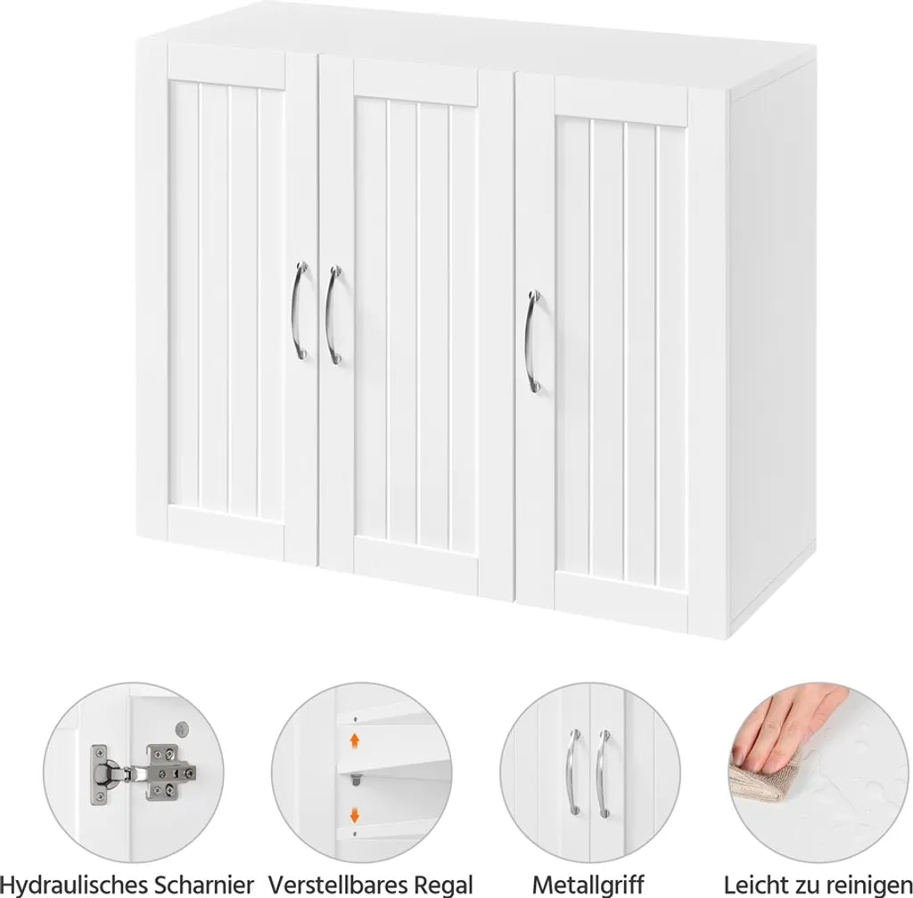 Armoire suspendue Yaheetech - 3 portes - Étagère réglable - 75 x 31 x 60 cm - Blanc