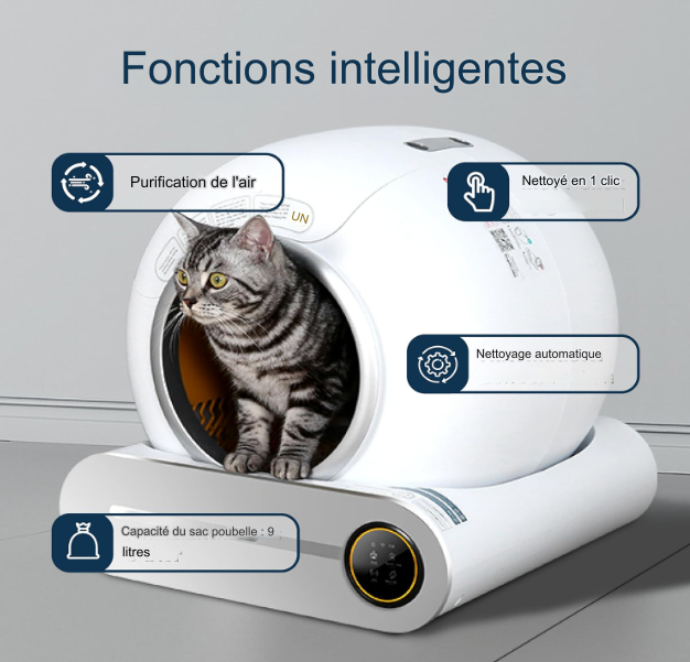 Bac à litière automatique et autonettoyant, BOME,  Avec application et écran tactile, 65L