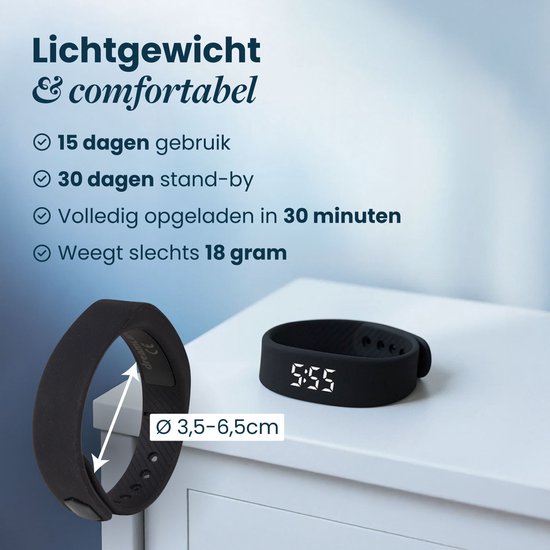 DreamCare Réveil vibrant - Bracelet réveil - pour les dormeurs profonds et les malentendants - Montre podomètre - Réveil silencieux