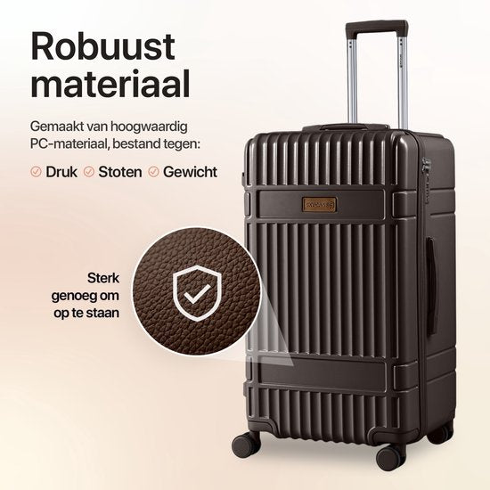 SKYCASES Valise de voyage à coffre - Classic Heritage - Valise extra-large - 110L - Serrure TSA - Trolley léger - 78x44x36 cm - Valise à roulettes à coffre - Roues pivotantes - Marron