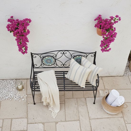 Banc de jardin AXI Margot Mosaïque multicolore – Banc de jardin en métal – 107 x 54 x 92 cm – Banc de jardin pour 2 personnes – Aspect mosaïque – Incrusté de carreaux de céramique – Pour le jardin, la terrasse et le balcon