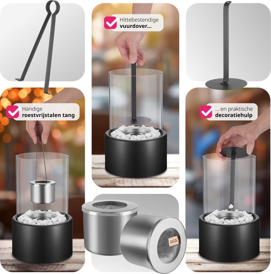 Cheminée de table au bioéthanol tectake® - Décoration de terrasse et de balcon - Feu de table à l'éthanol - Accessoires pour la maison et gadgets pour le camping en plein air - Décoration de table pour l'intérieur et l'extérieur