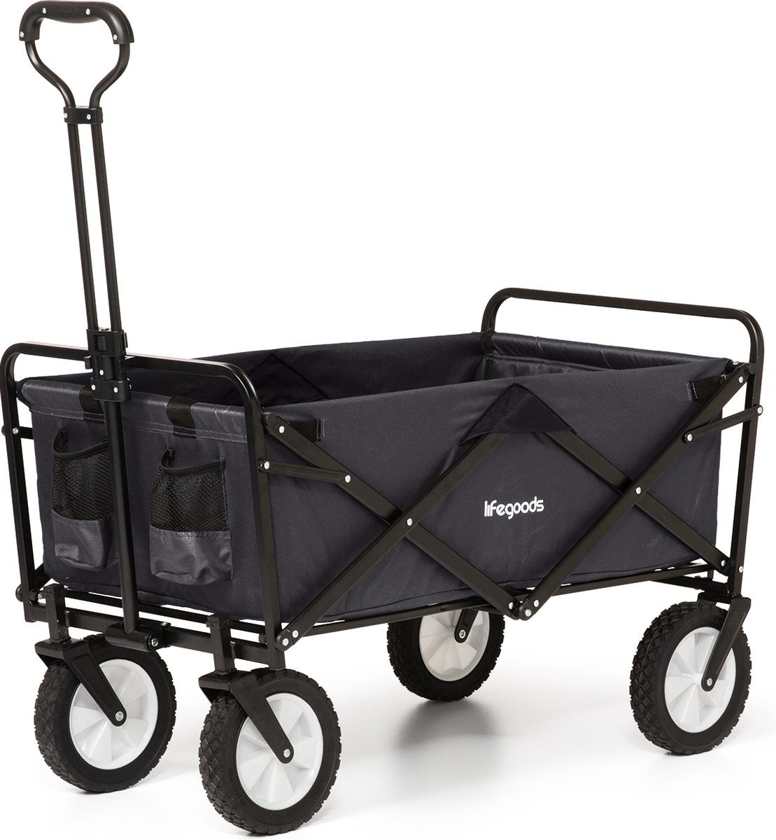 Chariot pliable à roulettes - LifeGoods  - 84 x25x45 cm - MAX 70kg - noir