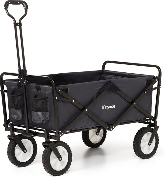 Chariot pliable à roulettes - LifeGoods  - 84 x25x45 cm - MAX 70kg - noir