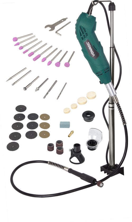 VONROC Multitool - Rotatif - 160W - Incluant 40 accessoires, 2 embouts, manche flexible et sac de rangement