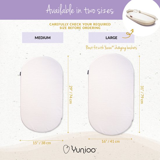Yunioo - Matelas à langer pliable | Matelas à langer | Matelas universel pour panier à langer, panier mosaïque, landau et lit d'enfant | Avec housse ultra douce, déperlante et amovible | Soutenez une bonne cause | 74 x 38 x 3 cm