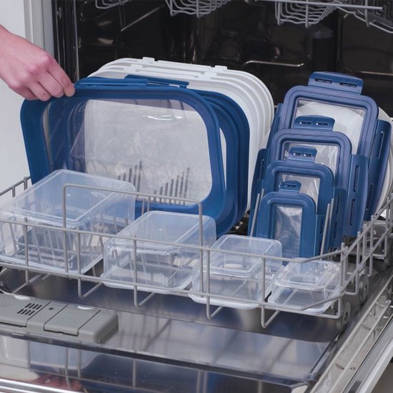 Lot de 2 récipients de conservation Livington Flex & Fresh - plus d'espace grâce au couvercle rabattable - lavables au lave-vaisselle - fermeture à clic et bague d'étanchéité - empilables - préservent longtemps la fraîcheur des aliments