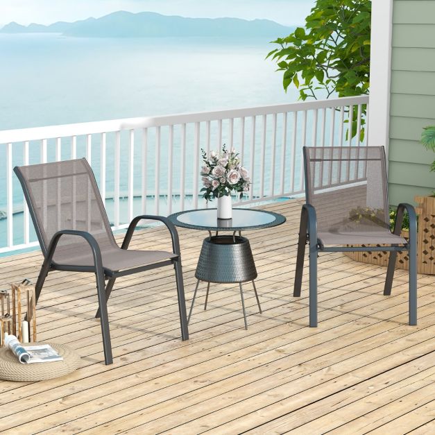 Chaises de terrasse en tissu respirant COAST - Lot de 2 - 56 x 70 x 84 cm - Gris
