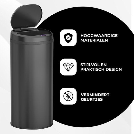 Bayt Trash can - Trash can 50 Liter - Trash with Sensor - Garbage can - Garbage can - Waste bin - Black