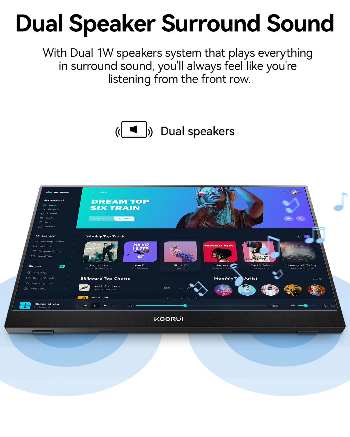 KOORUI E1511A Écran portable - 15,6 pouces - IPS FHD - 60 Hz - Noir
