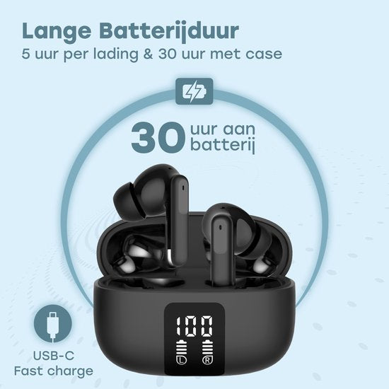 Écouteurs sans fil Audyn - Écouteurs sans fil - Réduction de bruit ANC+ENC - Bluetooth - Intra-auriculaires - Noir - FlowTune Pro