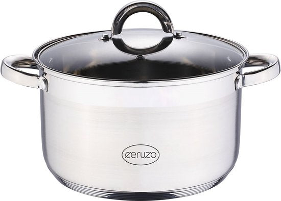 Ceruzo Poêle de cuisson - acier inoxydable - Diamètre 24 cm - H 14,5 cm - 6,3 L - toutes sources de chaleur