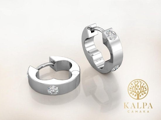 Yolora Boucles d'oreilles pour femmes avec cristaux Kalpa Camaka - Argent - Plaqué or blanc 18K - Boucles d'oreilles pour femmes - Bijoux - Boîte cadeau de luxe - Bel emballage cadeau - Cadeau de fête des mères