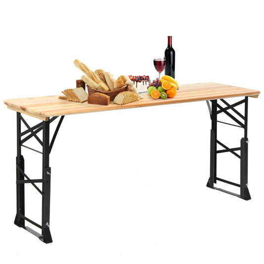 Coast Beer Table - Pliante - Hauteur réglable 75-105 cm - 168.5 x 50 cm - Bois/Naturel - Avec trou pour parasol