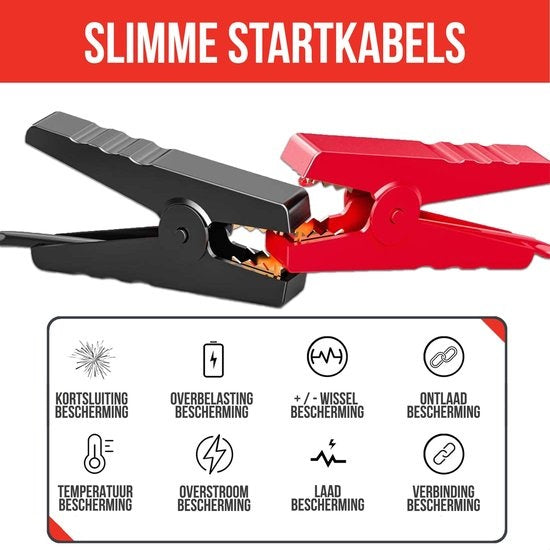 Démarreur de voiture - Strex - 12V J– 1000A / 18 000 mAh – avec powerbank, lampe de poche LED et lumière SOS d'urgence – Avec mallette de rangement