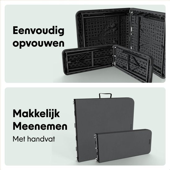 LifeGoods Set de pique-nique pliable - 124cm x 61.5cm - Table de jardin avec 2 bancs - Résistant aux intempéries - Table de camping - Table de bière pliable - Pour l'intérieur et l'extérieur - Pour 4 à 6 personnes - Noir