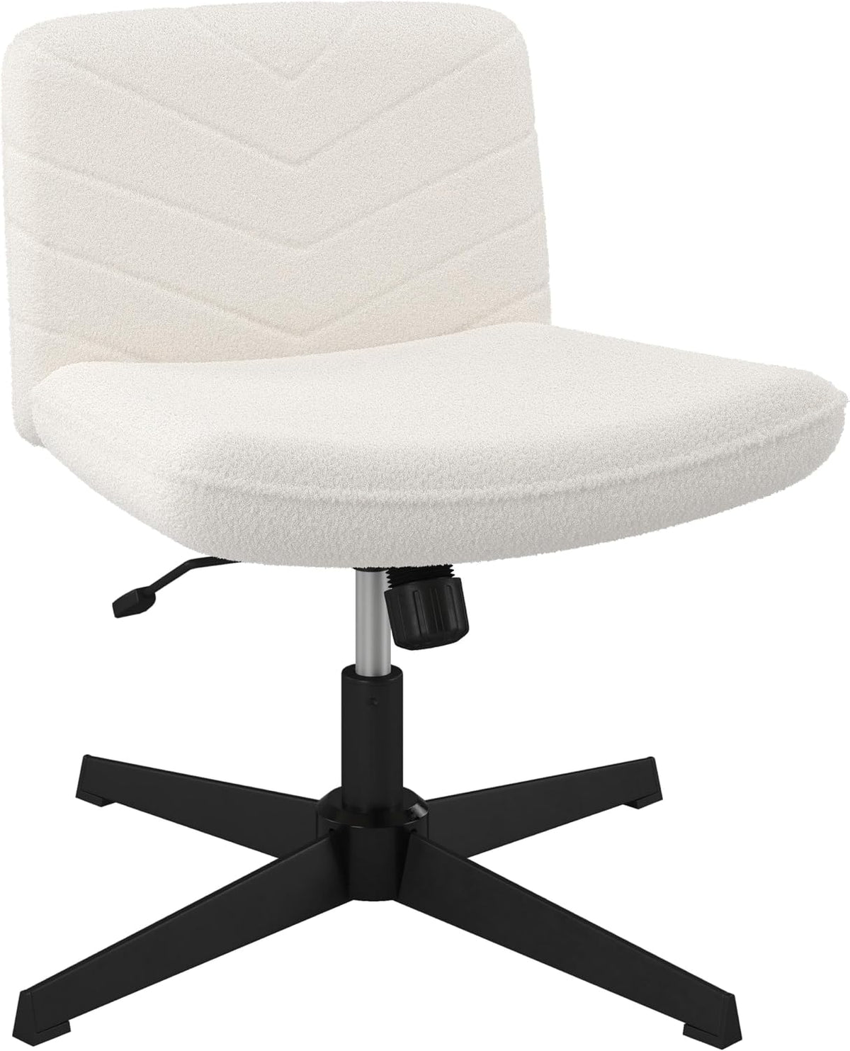 Chaise de bureau ergonomique Yaheetech - Ivoire - Bouclé - Hauteur d'assise réglable - Rotation à 360° - Piètement en croix
