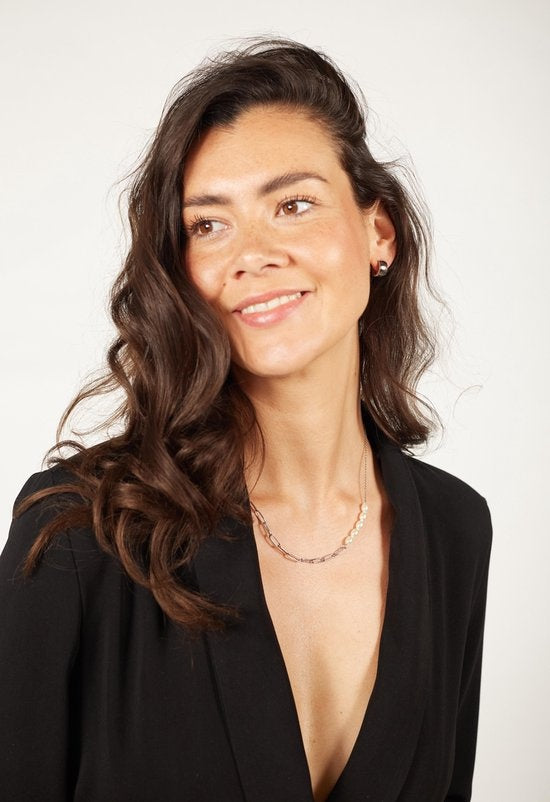 Laura Ferini Ladies Necklace Perla Silver - Chaîne à maillons asymétriques en argent avec perles - plaqué or blanc 18K - Collier - Collier - Bijoux - Accessoires - Collier pour dames avec perles