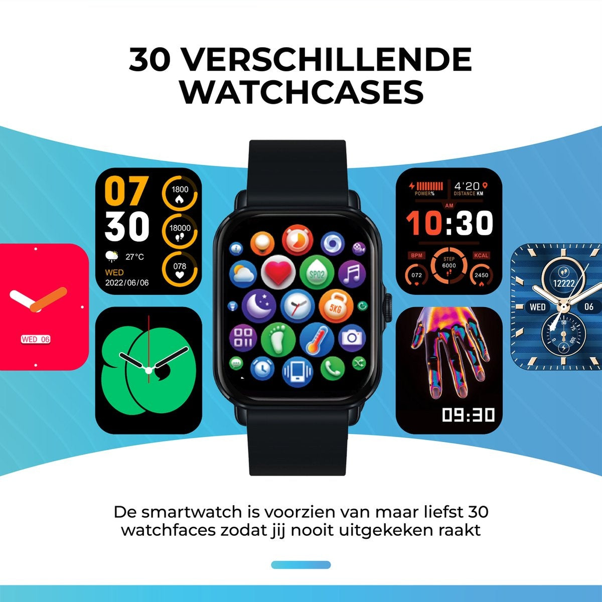 AyeWay Smartwatch - Waterproof & Touchscreen - 70 Sports Modes - With App - Smartwatch Men & Women - Black