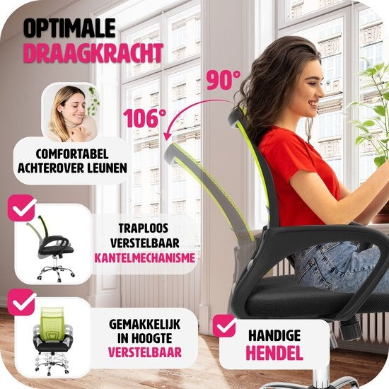 tectake - chaise de bureau bureau - design - noir/vert