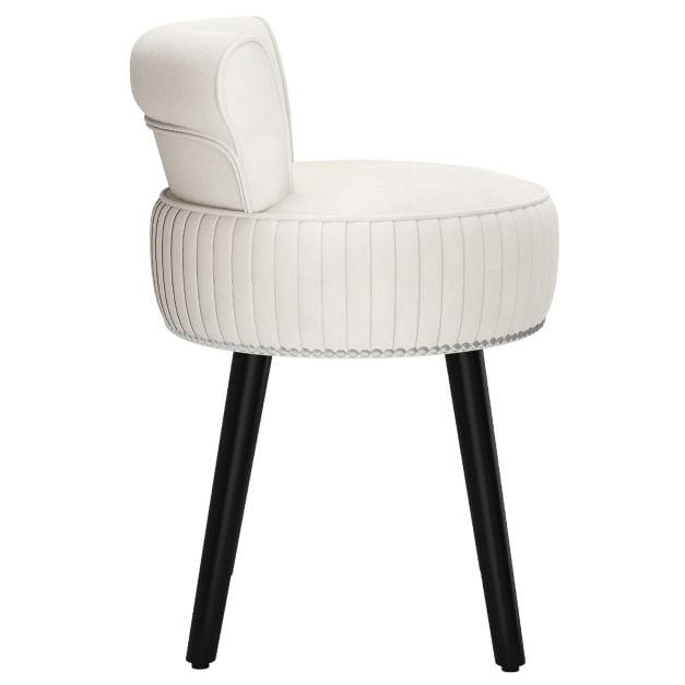 Fauteuil de maquillage Coast en velours avec dossier – 48 x 46 x 66 cm – Blanc