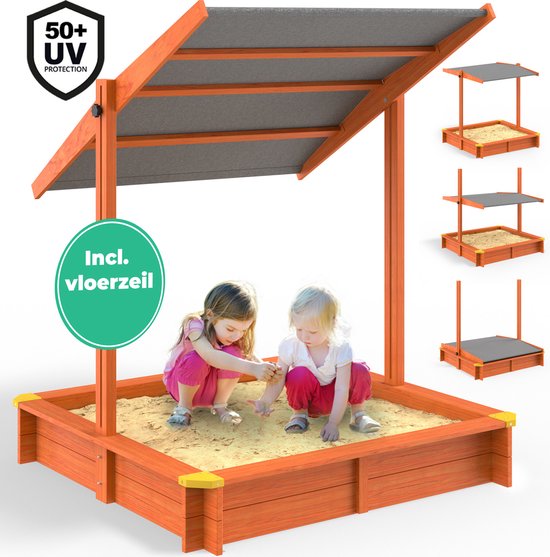 Spielwerk Sandbox - Bois Toit ouvrant UV 50+ Max - 140x140x120cm
