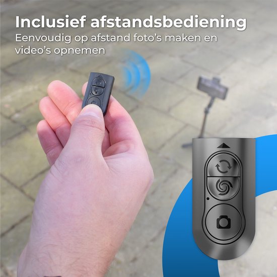 Nuvance - Stabilisateur à cardan pour smartphone - Stick à selfie - avec trépied et télécommande - Trépied
