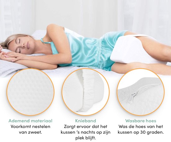 Loti Coussin de genoux pour le lit - Coussin orthopédique de genoux avec sangle - Coussin ergonomique pour les jambes - Correction de la posture - Oreiller pour le sommeil latéral - Mousse à mémoire de forme - Dormeur latéral - Oreiller pour les jambes -