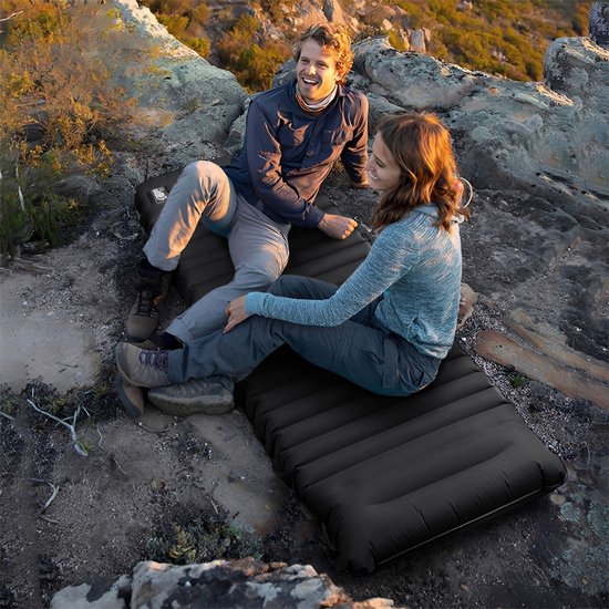 Ever Trex Sleeping Mat Comfort - 193x70x10cm - Pompe intégrée - 1 personne - Matelas de camping - autogonflant - Noir