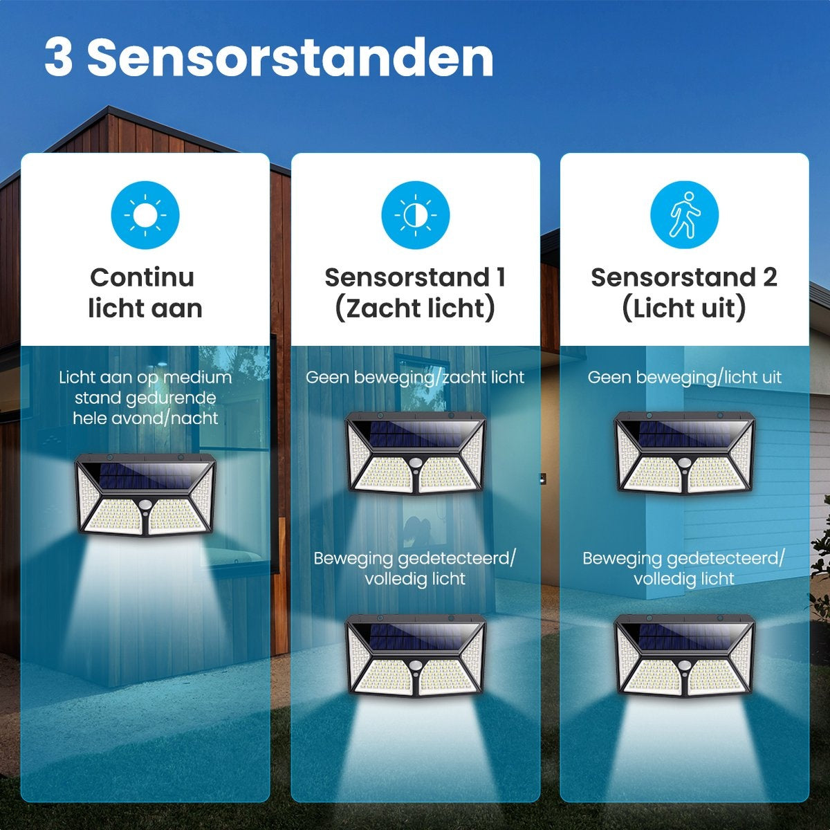 Auronic Lampe solaire d'extérieur avec détecteur de mouvement - Applique murale avec détecteur - Solaire - 180 LEDs - IP65 - Noir