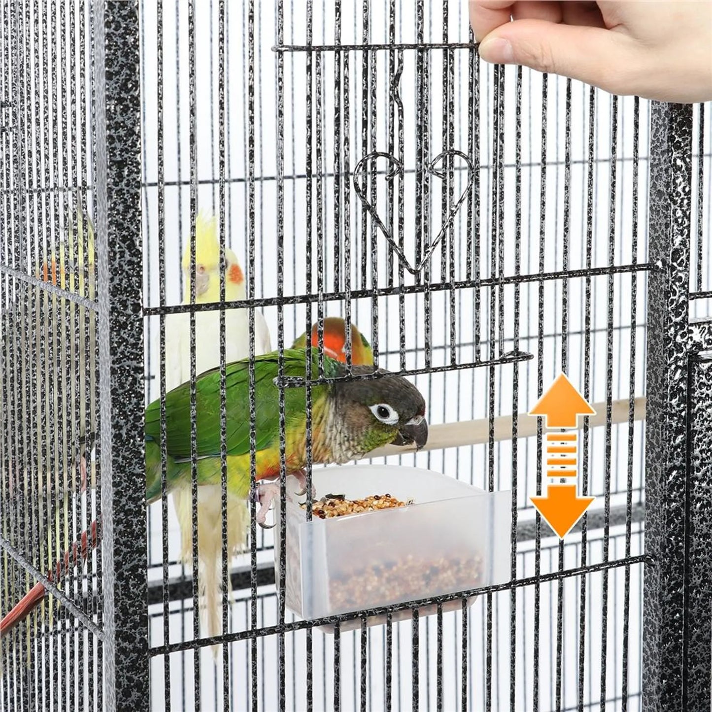 Yaheetech Cage à oiseaux avec base mobile - équipée d'une cage amovible, de six portes d'accès et d'une étagère de rangement - pour perruches et perruches faucons - métal noir martelé - 81 x 47 x 160 cm