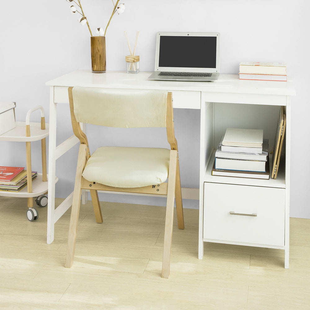 Chaise pliante SoBuy - Avec coussin souple - Max. 90 kg - Blanc