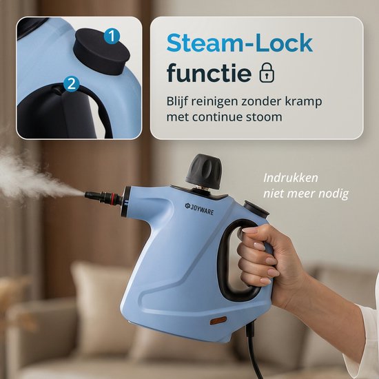 Joyware® Nettoyeur vapeur 18-en-1 S2 – Nettoyeur vapeur à main avec Steam Lock – Nettoyeur de tapis et détachant pour canapés, salles de bains et tissus d'ameublement – Nettoyeur vapeur – 1 050 W – 450 ml