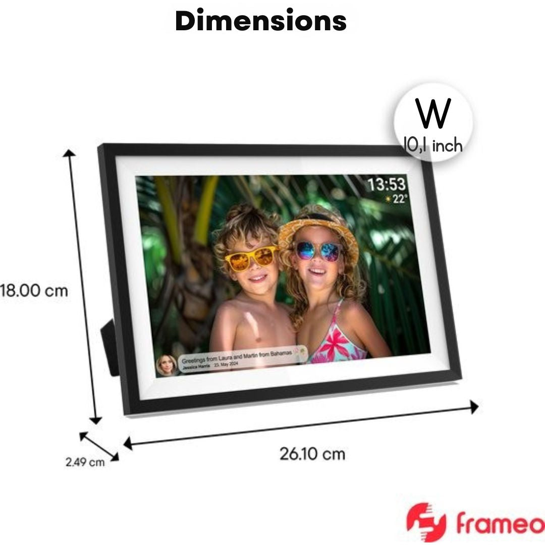 Cadre photo numérique Denver 10,1 pouces - HD - applicatio Frameo - WiFi - écran tactile IPS - 16 Go - PFF1016 - noir