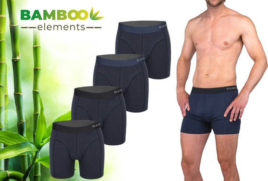 Bamboo Elements - Boxershorts Hommes - Bambou - 4 Pièces - Marine - Sous-vêtements Hommes - Sous-vêtements Hommes - Boxer - Boxershorts Bambou Pour Hommes