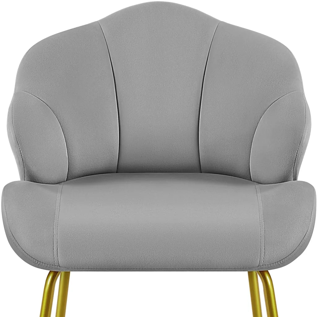 Chaise de salle à manger Yaheetech en forme de coquillage 56 x 57 x 78 cm - Gris clair - Chaise en velours avec pieds en métal