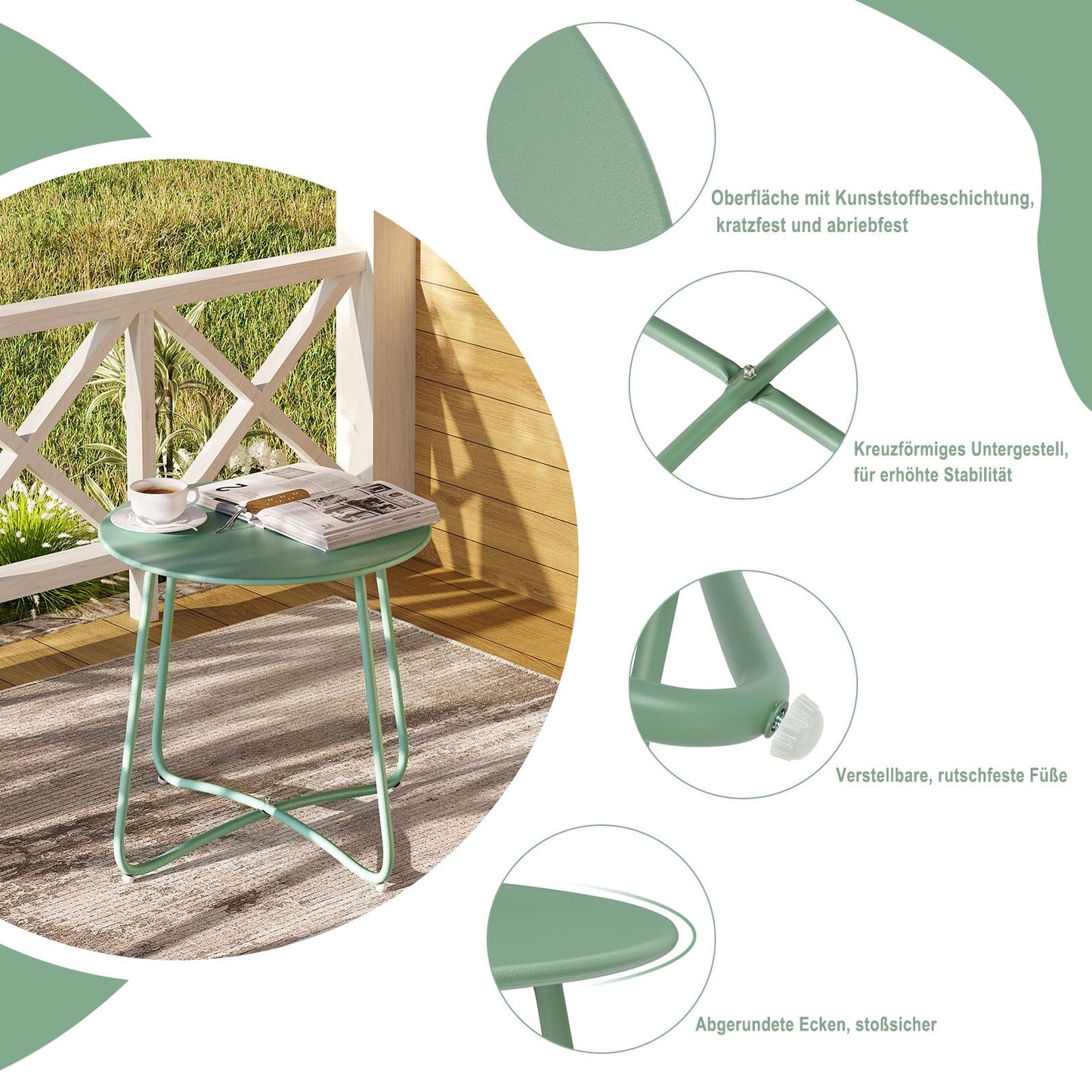 Table d'appoint Esituro - Ø 45 cm - Hauteur 45 cm - Métal - Vert