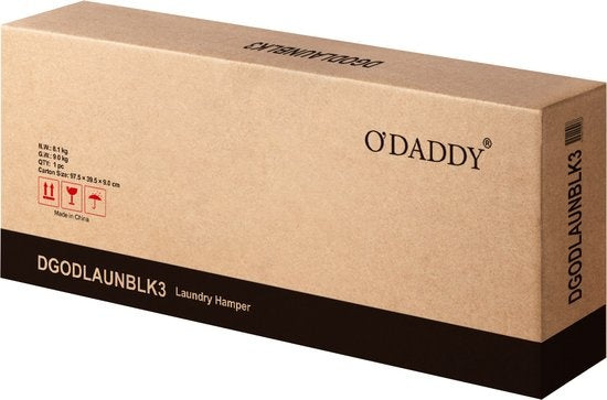 O'DADDY® Panier à linge 3 compartiments - trieur de linge - extensible avec étagère - 92.5 x 33 x 71 cm - panier à linge - 114L divisé en 3 poches - paniers à linge - panier à linge métal noir - gris foncé
