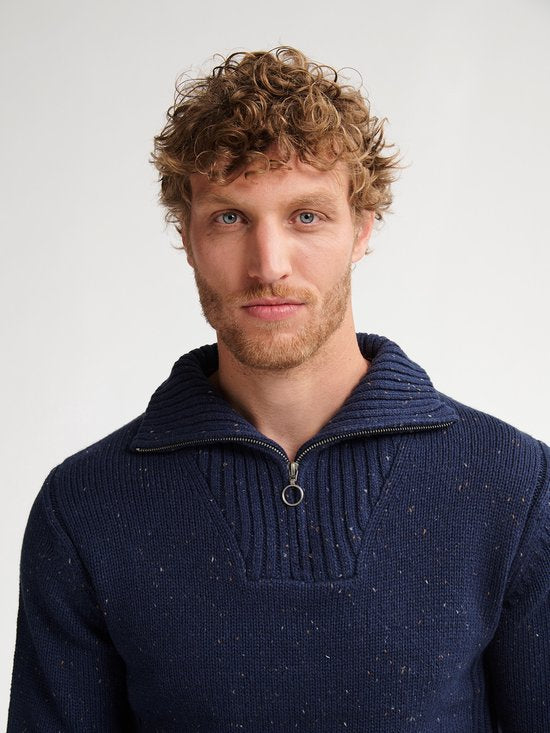 Petrol Industries - Pull en maille à demi-zip pour homme Denver - Bleu - Taille L
