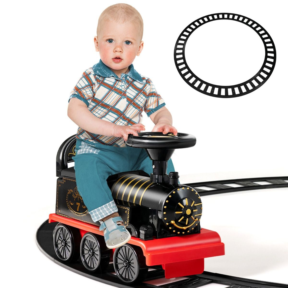 Coast 6V Tirette électrique pour enfants avec 16 rails pour les enfants de 3 ans Schwarz