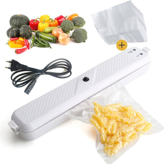 Machine à emballer sous vide Gtrise - 10 sachets sous vide - Simple - Pour tous types d'aliments - blanc