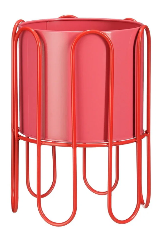 Mica Decorations Dione : pot de fleurs sur pied - Rose/Rouge - H 35 x Ø 25,5 cm