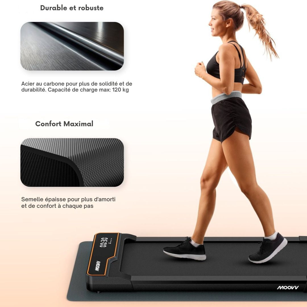 Tapis de course avec fonction d'inclinaison - Moovv SmartStep Pro v2 - pliable - 124 x 64 x 13 cm - noir