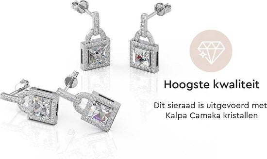 Yolora Boucles d'oreilles Femme Fermoir - Cristaux de Kalpa Camaka - Argent - Plaqué Or Blanc 18K - Boucles d'oreilles Femme Argent - Bijoux - Coffret Luxe - Boîte Cadeau - Bel Emballage Cadeau - Cadeau Fête des Mères