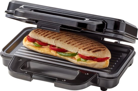 Tomado TGP2001S - Fer à Toasti XXL - Gril à panini - Sans PFAS - Toasti maker - 900 watts - Noir/acier inoxydable