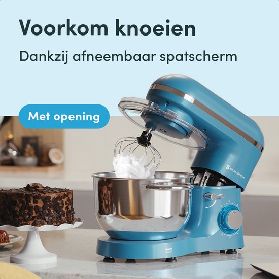KitchenBrothers Robot de cuisine - Robot de cuisine - 6.2L - Mixeur avec bol de mixage - Mixeur de cuisine - 2000W - Bleu pastel